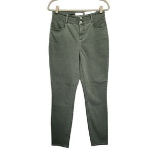 Loft Curvy High Rise Straight Leg Pants in Olive Green